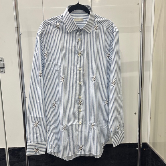 Etro White and Blue Patterned Dress Shirt - Picture 1 of 10
